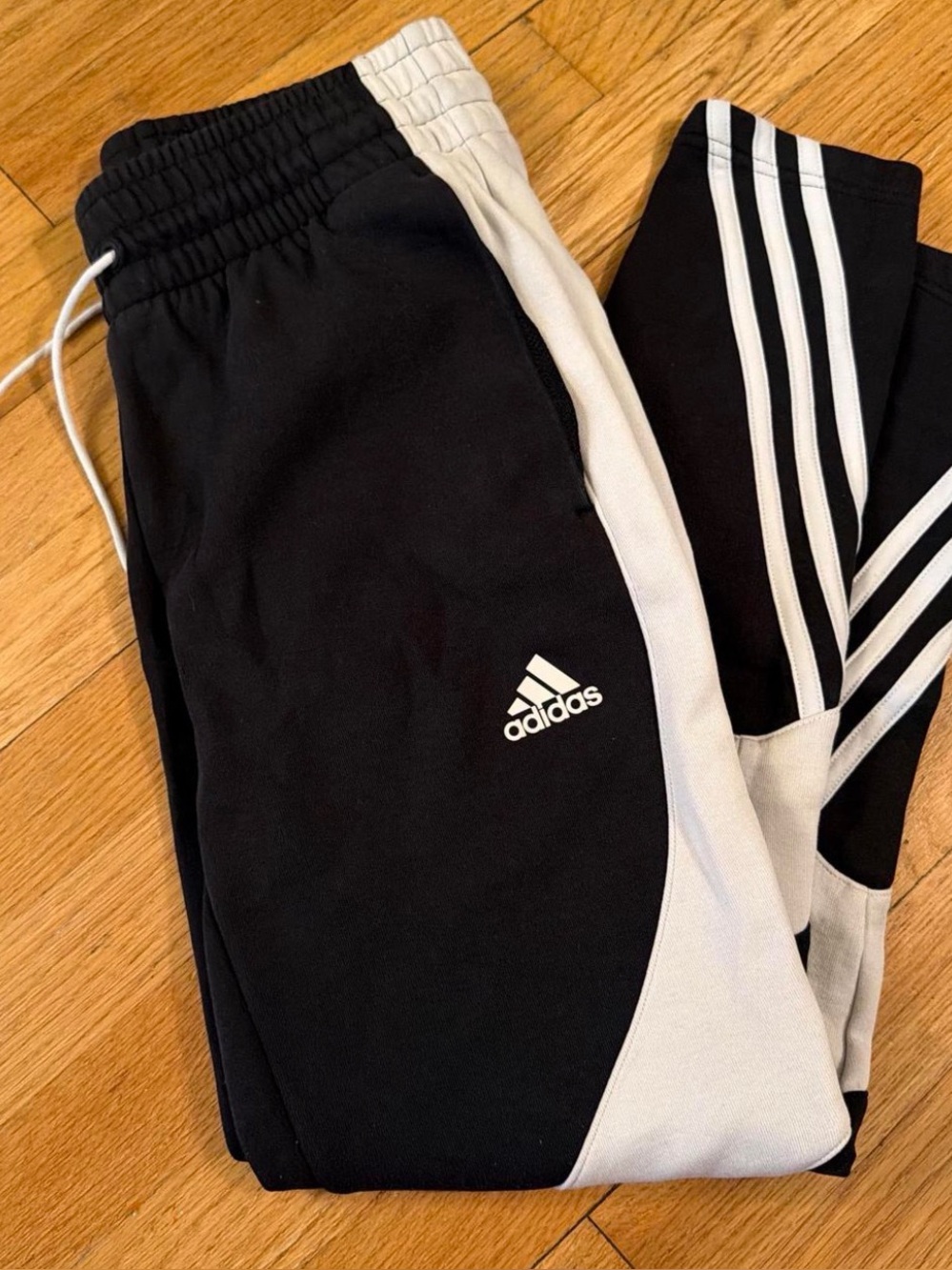 Adidas black and white sweat pants